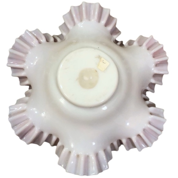 Antique Victorian Hand Painted Pink Ruffled Rim Brides Bowl 10” - Picture 6 of 8